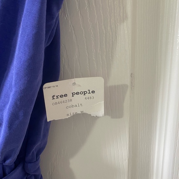 NWT Free People Cupro Crisscross Drape Dress in Cobalt Blue - Picture 6 of 12